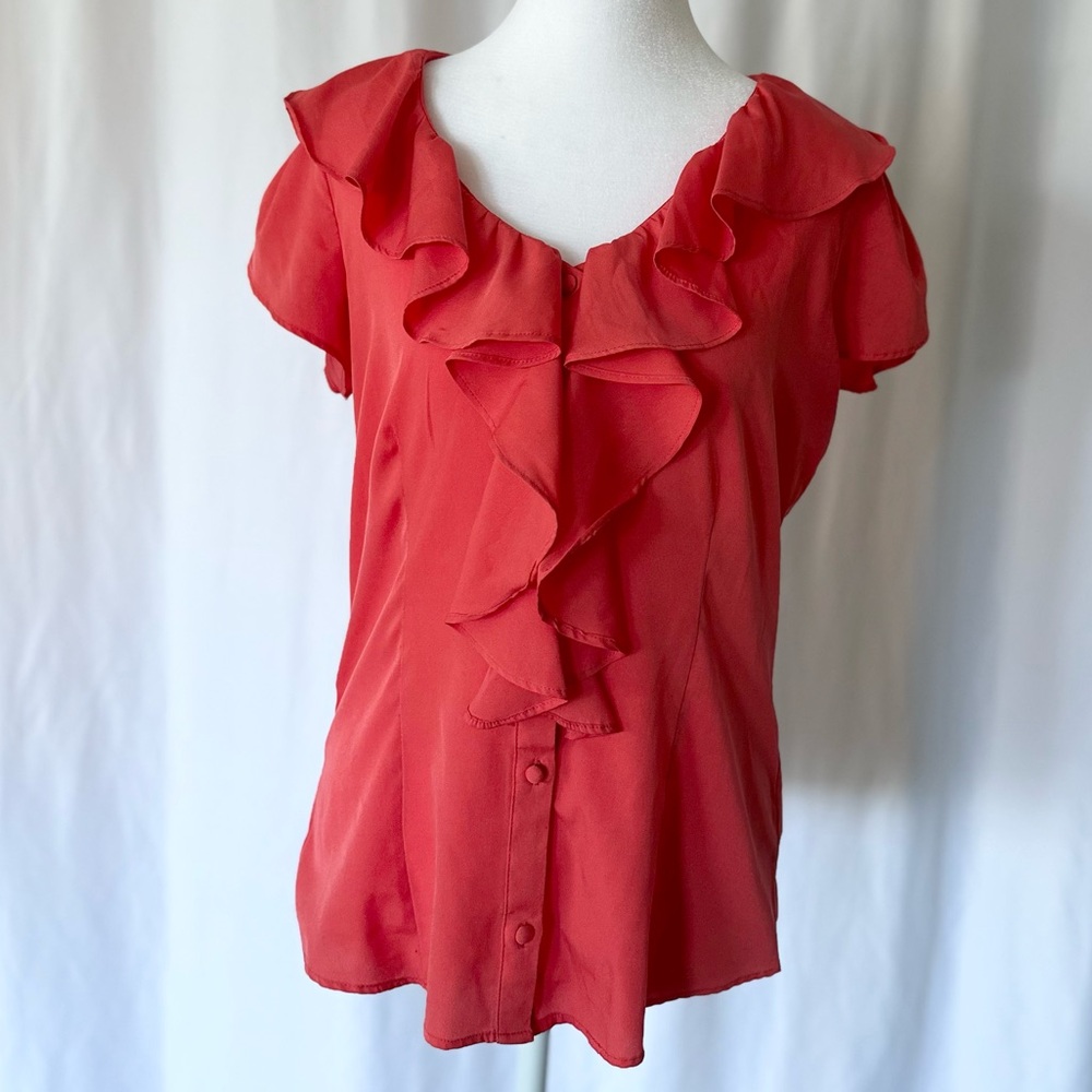 Banana Republic Ruffled Coral Blouse